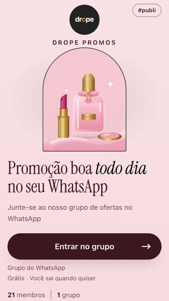 Bio Link no modelo Moda e beleza, visto no celular.