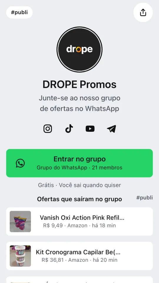 Bio Link no modelo Pilha, visto no celular.