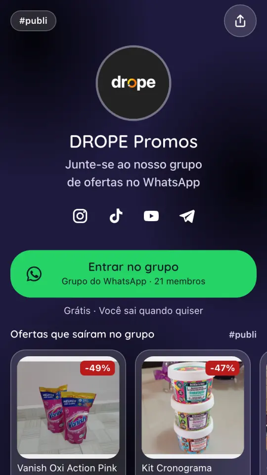 Bio Link no modelo Vidro, visto no celular.